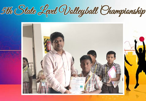Master Kapileshwaran of class V, participated in the 5th State Level Championship in Volleyball, under 14 category, conducted at Park College of Engineering in Coimbatore on 09.11.25.