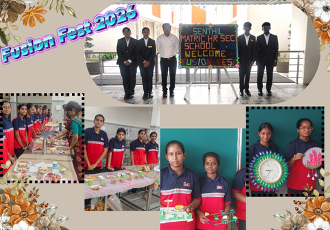 Fusion Fest 26’ was conducted on 18 July 2026 (Saturday) from 10:00 a.m. to 5:00 p.m. The event brought together students for a vibrant celebration of creativity, talent, knowledge and innovation.	The fest featured competitions such as Essay Writing in Tamil & English, Rangoli, Science Expo, Art & Craft, Cook without Fire, Stand-Up Comedy and Declamation.